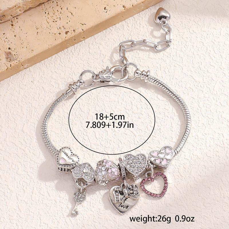 Exquisite Women Cartoon Friendship Bracelet Heart Shaped CZ Adjustable Snake Chain Best Gift for Women, Friends, Mother, Teenagers